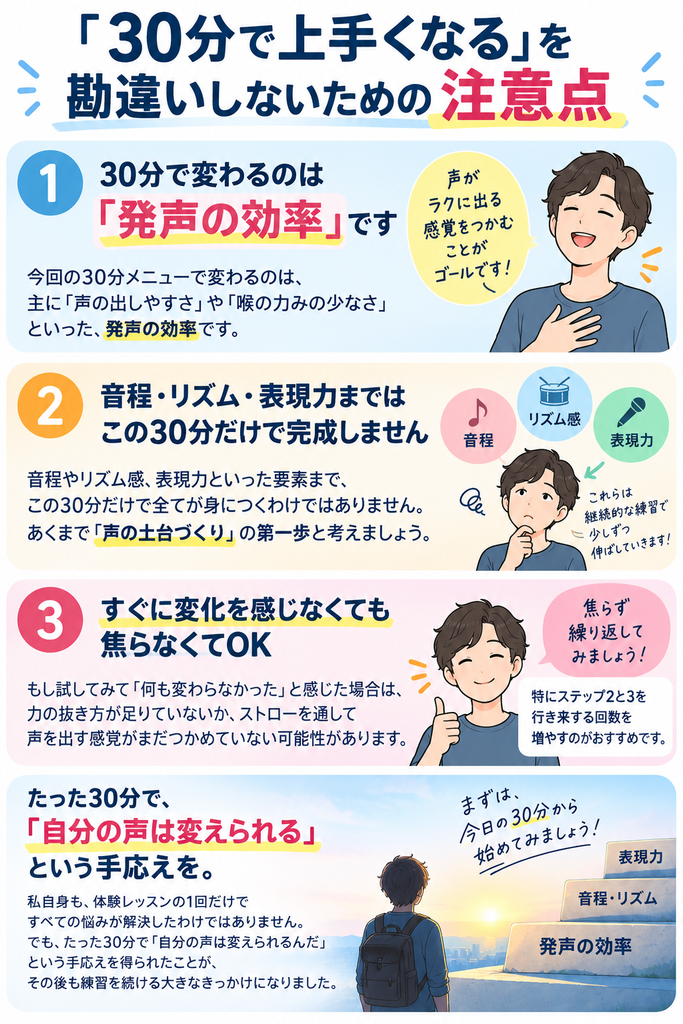 30分で上手くなるを勘違いしないための注意点