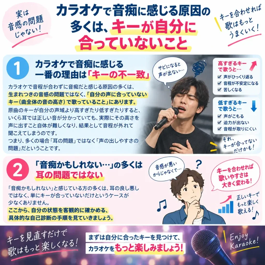 音痴に感じる原因はキーが合っていないから