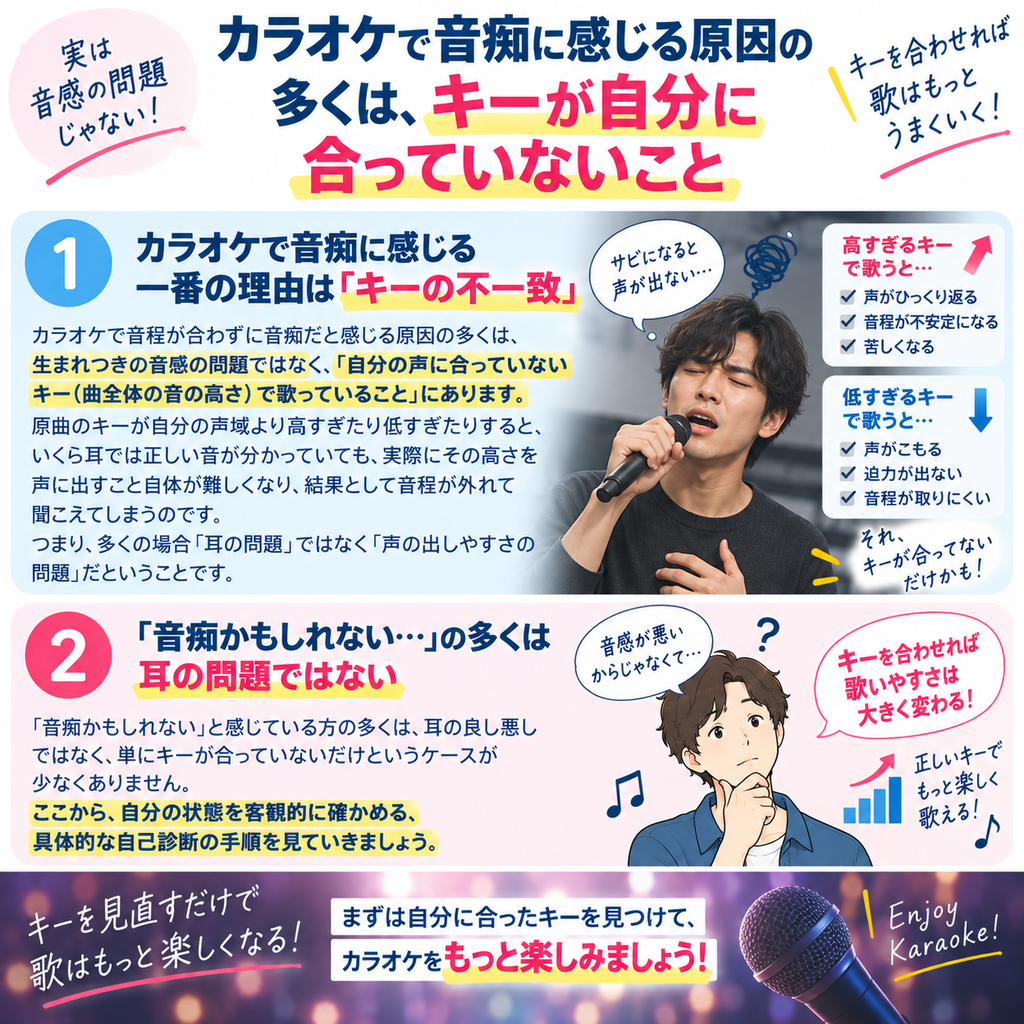 カラオケで音痴に感じる原因